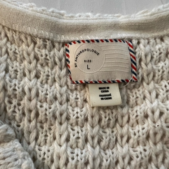 Anthropologie Cream Fringe Patchwork Knit Tank - Picture 2 of 3